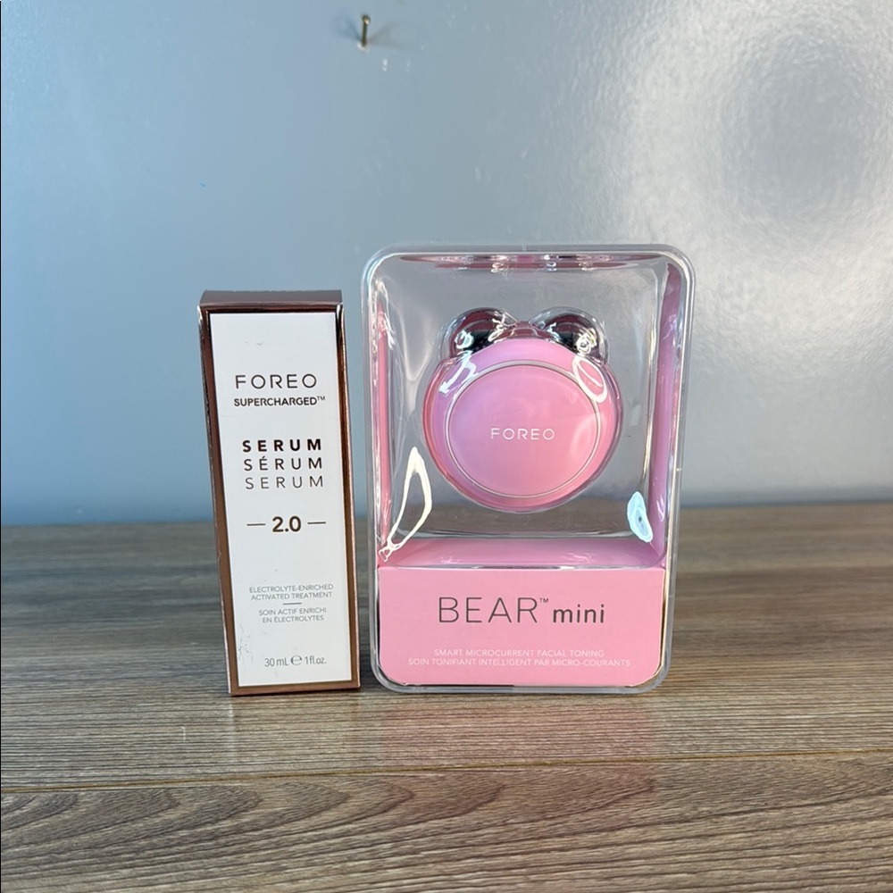 FOREO Firm Fabulous Bear Mini Pink 1 ounce serum anti-aging facelift kit